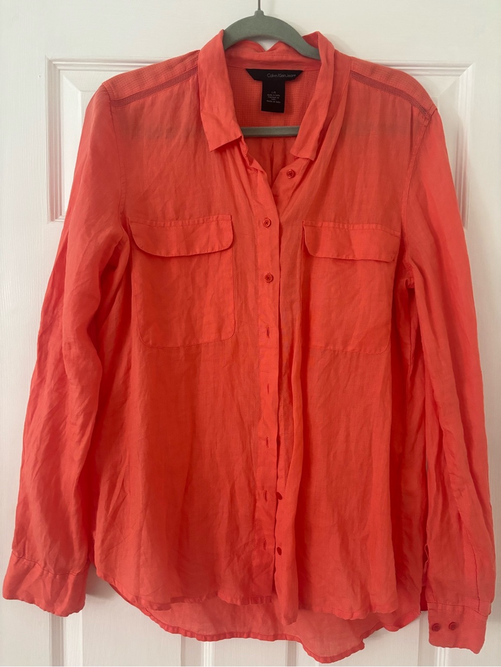 Calvin Klein Coral Button-Down Long Sleeve Shirt